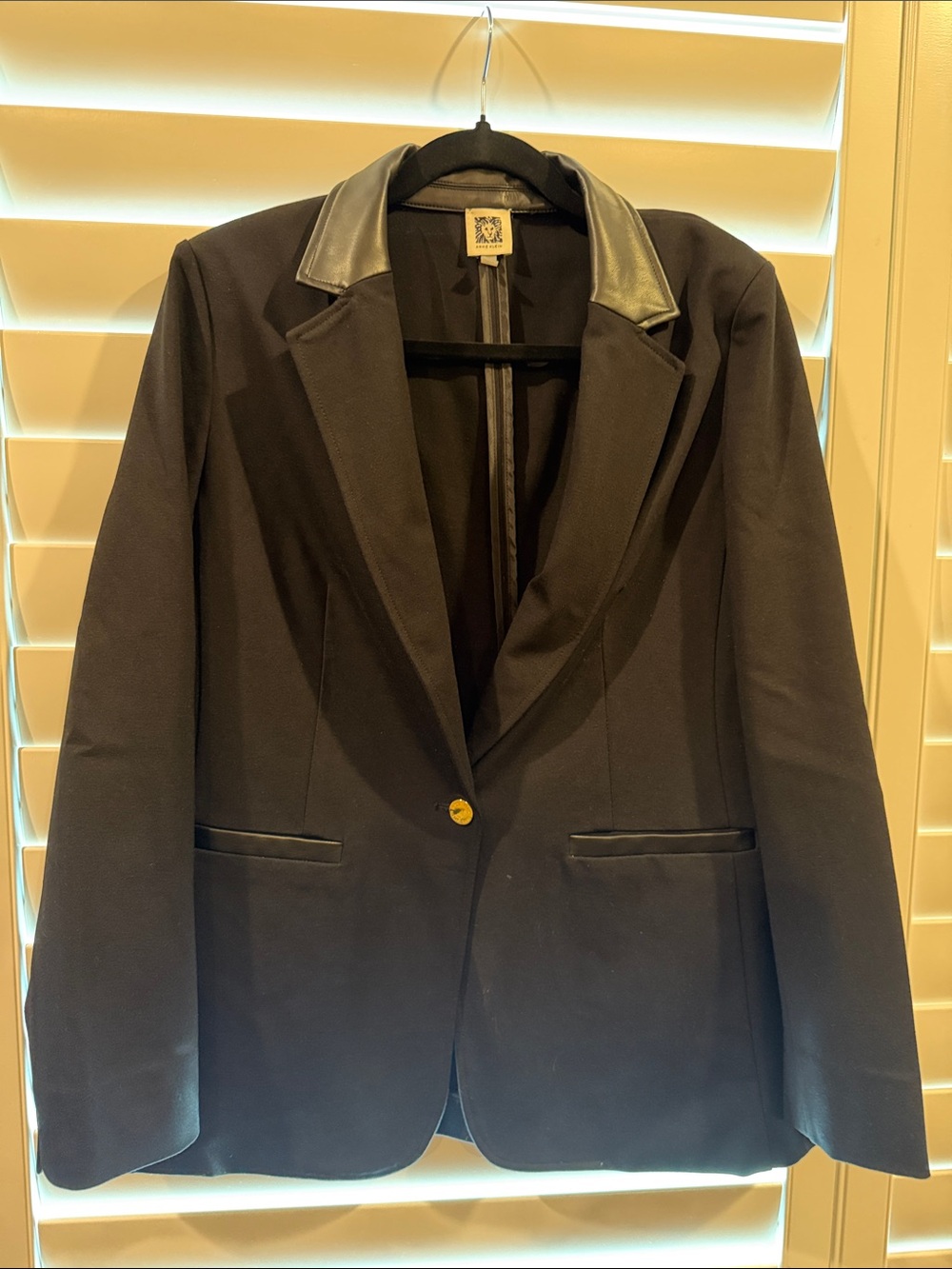 Anne Klein Black Leather-Trim Jacket